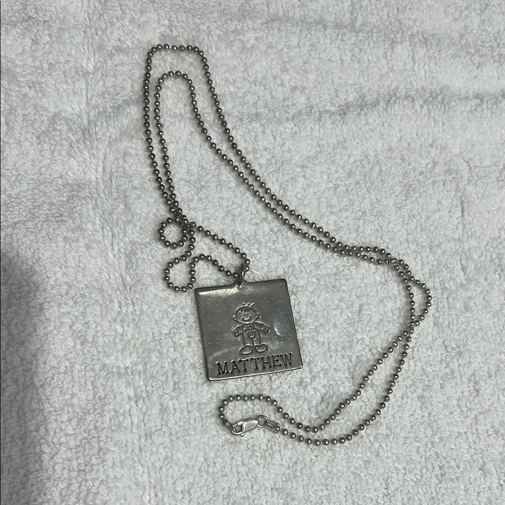 Silver Square Pendant with Cartoon Character - Picture 4 of 6
